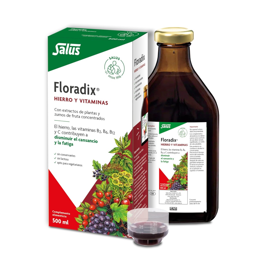 Flora、Floradixの鉄+ハーブ、自然な液体の鉄の補足、17のfl Ounce (500のml)