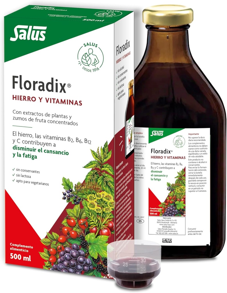 Flora、Floradixの鉄+ハーブ、自然な液体の鉄の補足、17のfl Ounce (500のml)