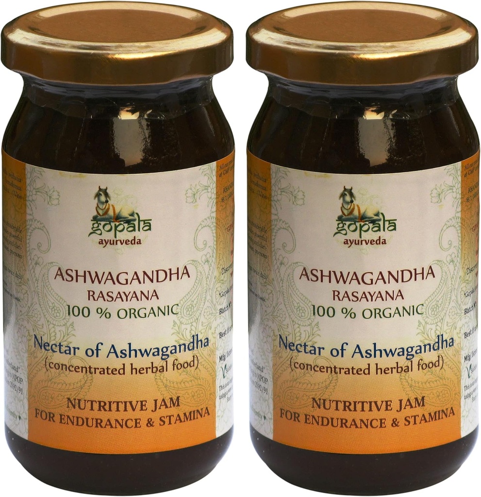 Gopala Ayurveda Ashwagandha Rasayana 250g - Ayurvedic Herbal Jam 100% USDA認定オーガニックハーブ(パッケージ2)