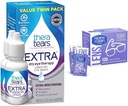 TheraTears Extra Dry Eye Drops, 2 Count & Nice 'n Clean 100 SmudgeGuard Lens Wipes Bundle