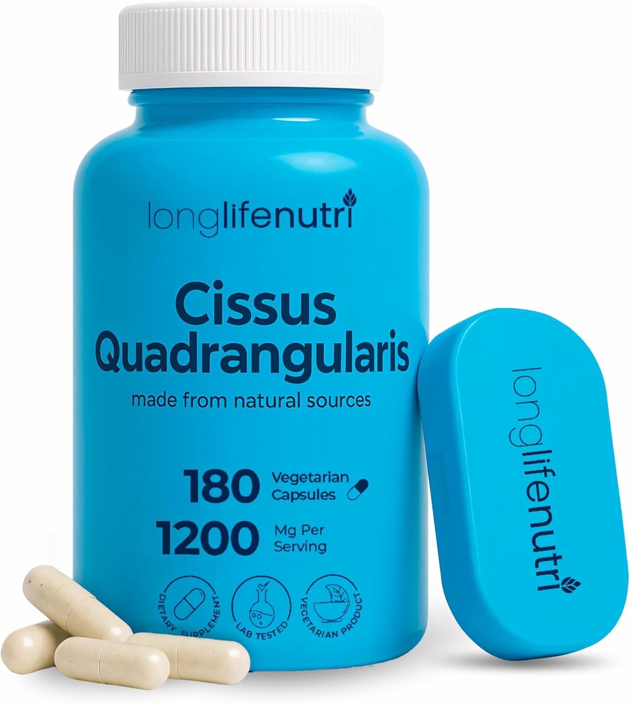 LongLifeNutri CissusのQuadrangularis 1200mg - 180のベジタリアンのカプセル、接合箇所の慰め、骨の強さ及び活動的な移動性のための茎のエキス、高い効力の方式、3か月の供給、GMPは、米国で作られました