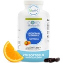 コアメドサイエンス、270 SoftgelsによるリポソームビタミンC 1000mg - ヘルシー肌を促進する非GMOナチュラルリポソームビタミンCサプリメント - 大人のための免疫システムブースター、サポートコラーゲンフォーメーション