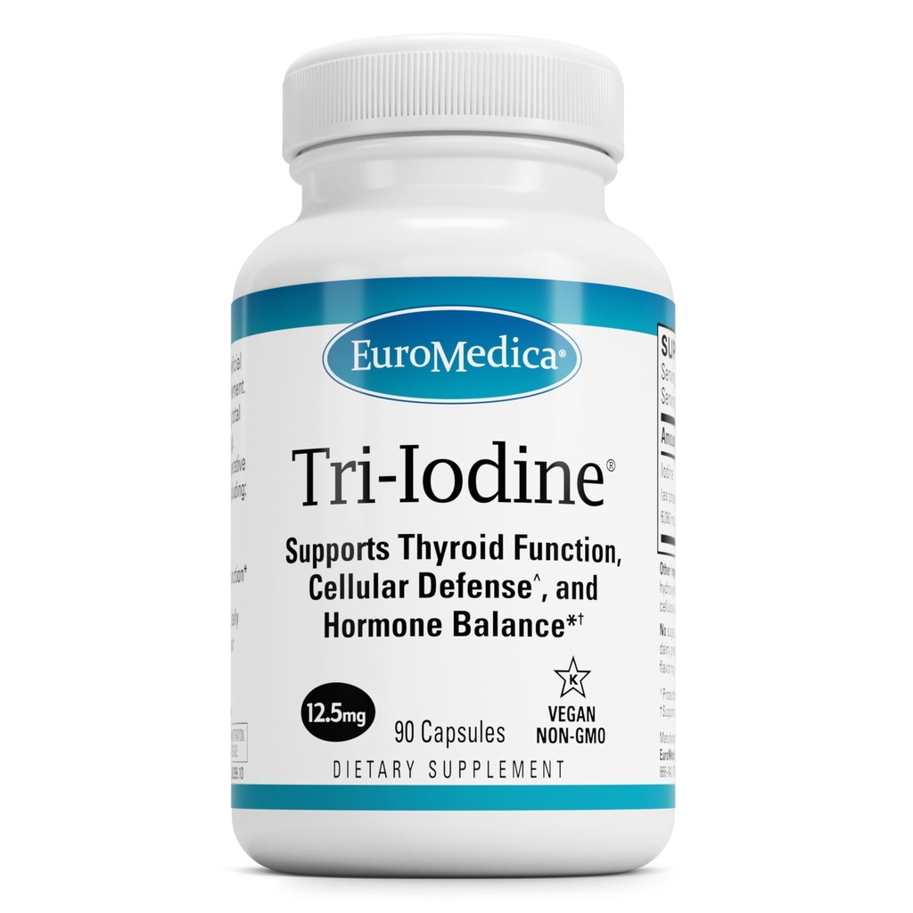 EuroMedica Tri-Iodine - サポート甲状腺の健康 - Kelpの分子ヨウ素とのエイドのホルモンのバランス - 特徴のカリウムのヨウ化物及びナトリウムのヨウ素 - 脳及びエネルギー サポート - 12.5mg、90のカプセル