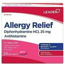 リーダーのAntihistamineのアレルギーの救助のDiphenhydramine HCl、25mg小型タブレット、24の計算