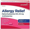 リーダーのAntihistamineのアレルギーの救助のDiphenhydramine HCl、25mg小型タブレット、24の計算
