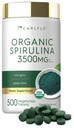 Carlyle Organic Spirulina タブレット 3500mg | 500 カウント | 非GMO & グルテンフリーサプリメント