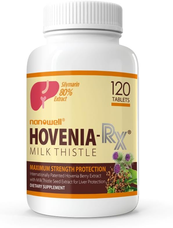 NANOWELL Hovenia-RXミルクアザミ - 80%シリマリンミルクアザミ種子エキスと肝臓サポートサプリメント - 120錠、30日の供給