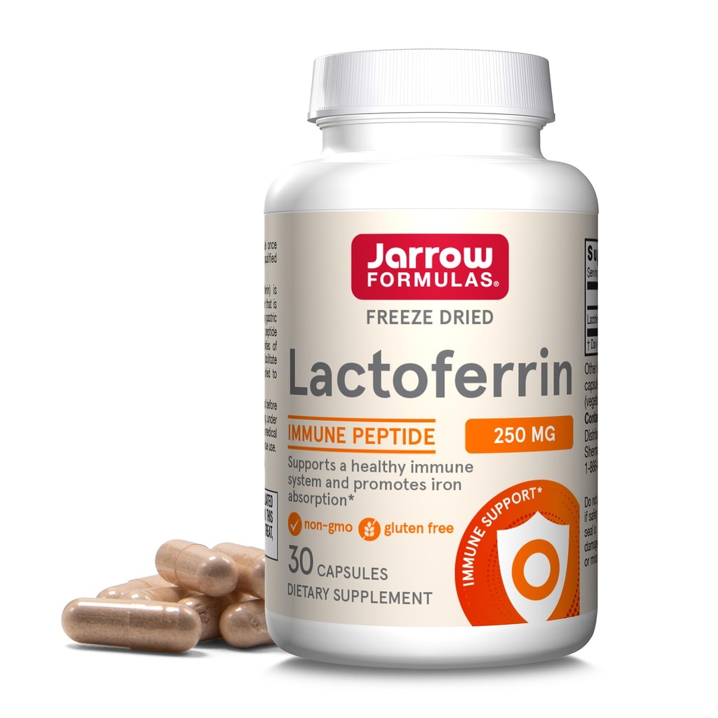 JarrowフォーミュラLactoferrin 250mg - 免疫サポートGlycoprotein - 健康な免疫システムサポートと鉄の吸収 - 凍結乾燥 - 無GMO - 30カプセル(サービング)