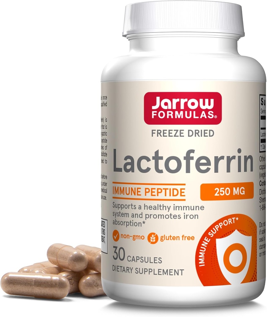 JarrowフォーミュラLactoferrin 250mg - 免疫サポートGlycoprotein - 健康な免疫システムサポートと鉄の吸収 - 凍結乾燥 - 無GMO - 30カプセル(サービング)