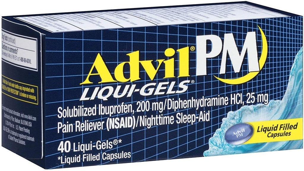 Advil PM Liqui-Gels 痛み 夜間 睡眠, 40 Liqui-Gels (パック 2)