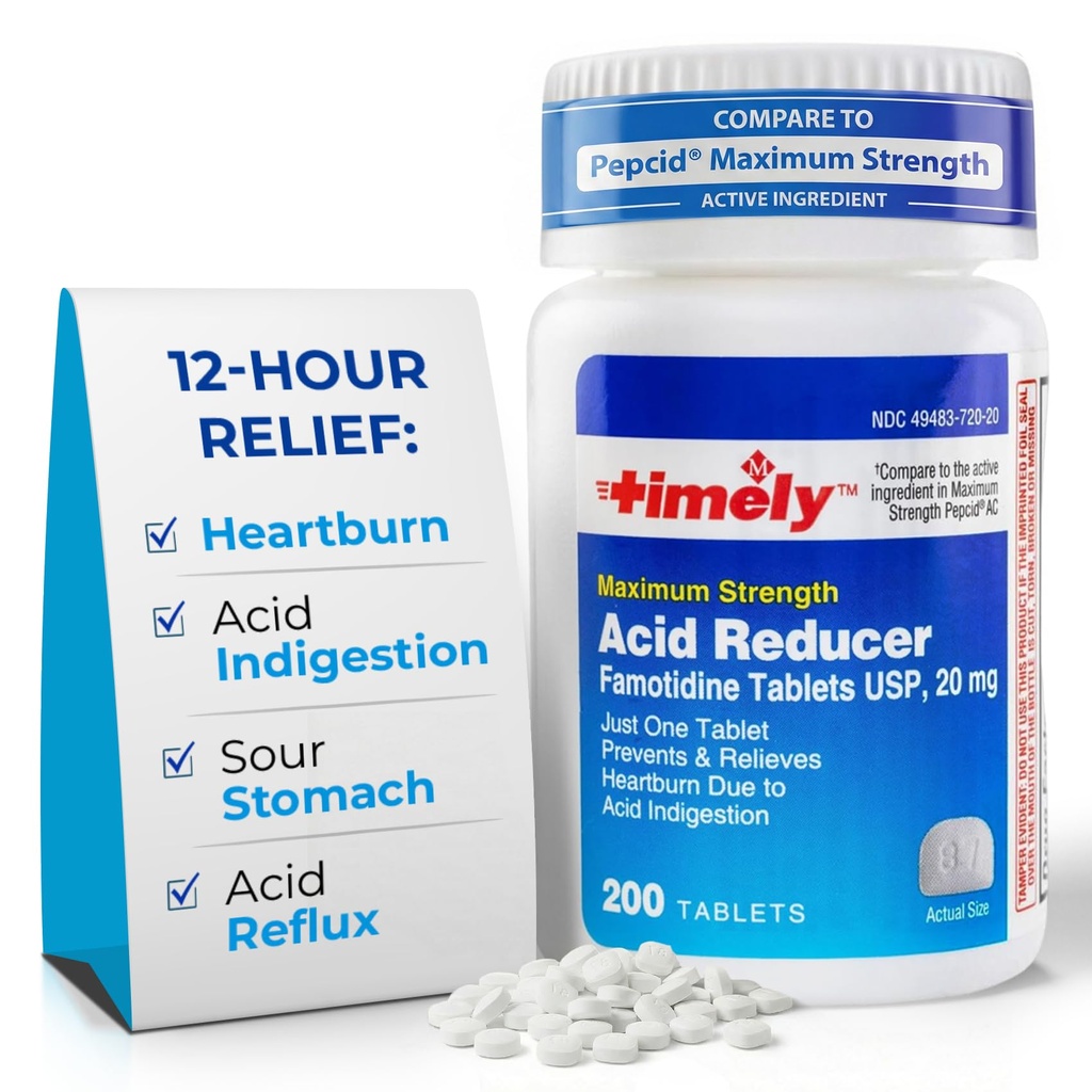 タイムリーな酸の減力剤のFamotidine 20mg - 心燃救助および酸の消化症状のためのAnatcidの酸の還流薬 - 200のタブレット