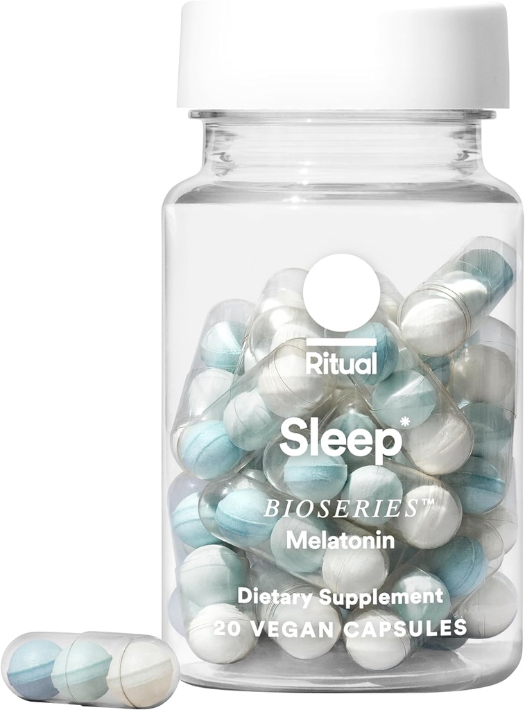 Ritual Sleep BioseriesTM Melatonin:大人のための睡眠補助金、時間解放されたカプセルが付いている睡眠の補足、完全夜睡眠サポートのためのビーガンの薬剤の自由な睡眠のビタミン、20のカプセル