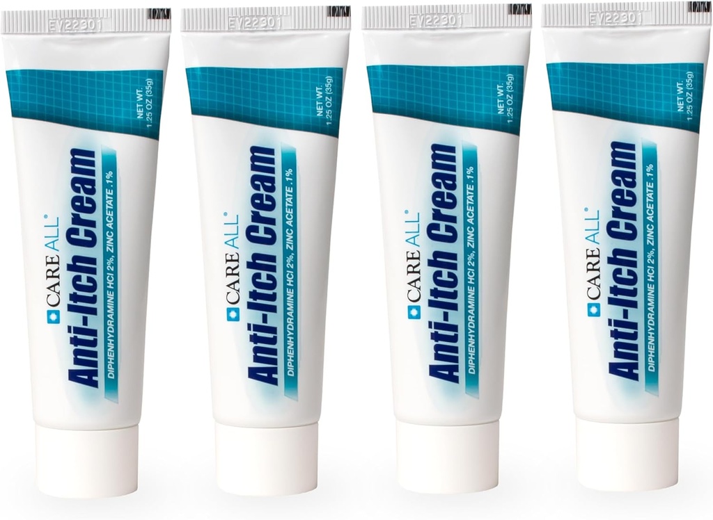CareAllの反イッチのクリーム1.25oz (4のパック)のヒスタミン ブロック、Diphenhydramine HCI 2%の Topicalの鎮痛剤及び亜鉛アセテート0.1%の皮は一時的な苦痛のための保護剤を剥ぎ、共通の屋外のイッチからのイッチの救助