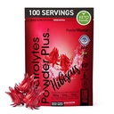 PowderVitamin の電解質の粉のプラス (100 のサービング) Hibiscus の電解質の粉 ゼロ Calorie Keto,0 砂糖、Maltodextrin、1000mg カリウム、120mg マグネシウム、水和の粉無し