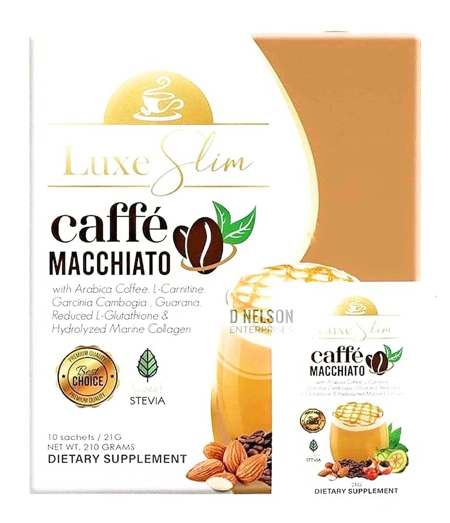 Luxe スリム カフェ Macchiato with Hydrolyzed Collagen & Glutathione, 21g x 10 Sachets, 0.74 Ounce (パック 10)