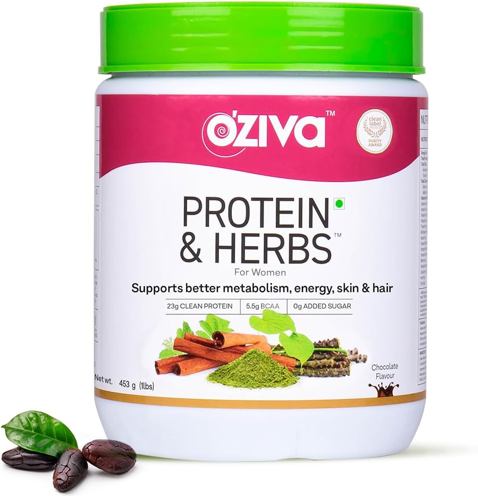 OZIVA Protein & Herbs for Women | 500 Gm(16人前)|マルチビタミン、クルクミン、シャタバリ、Tulsi for Support Metabolism、ホルモンバランス&スキン、ヘアヘルス(1.1 Lb)