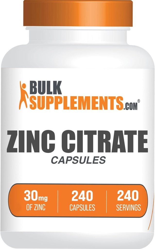 BulkSupplements.com亜鉛クエン酸塩カプセル - 亜鉛サプリメント、グルテンフリー - サービングあたり30mg、1カプセル、240カウント(パッケージ1)