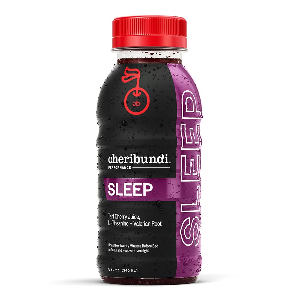 Cheribundi Tartチェリージューススリープ | L-Theanine & Valerian Rootでチェリージュースをタルト | Athletes Recovery Drink | 休眠、筋肉の回復、ブーストのパフォーマンスを促進 | 8 floz (12 パック)