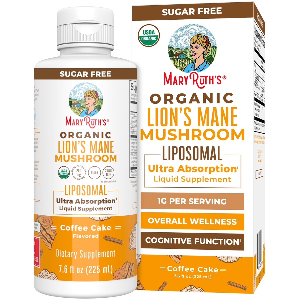 MaryRuth Organics Lions Mane Supplement | 超吸着剤 | フルスペクトラムライオンズマネキノコ | 200mg β-グルカン サービング | USDA オーガニック | ヴィーガン | 7.6 oz | 15 サービング