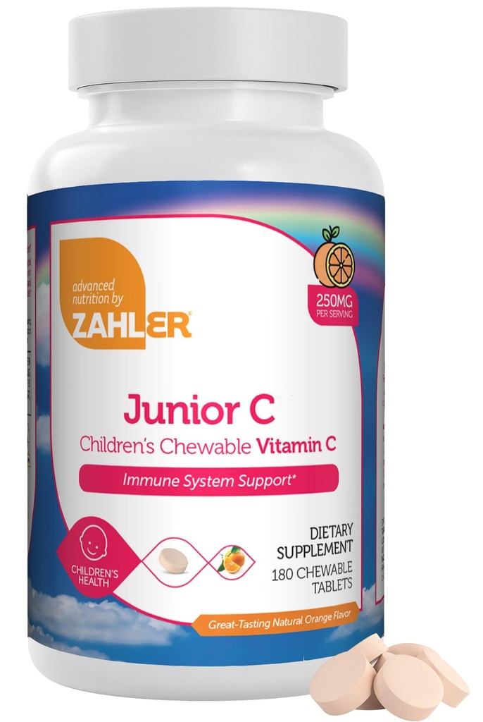 子供のためのZahlerジュニアCアドバンストChewableビタミンC - 免疫サポートキッズビタミンおいしいオレンジ味 - コッシャーキッズビタミンC免疫 - ビタミンCChewable抗酸化剤 - (180カウント)