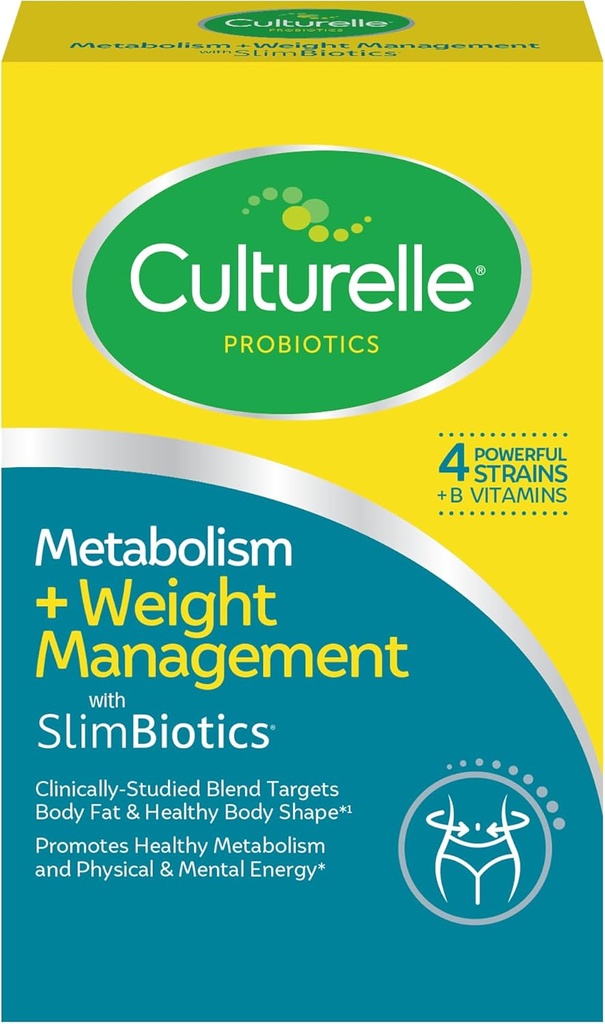 Culturelleメタボリズム+SlimBiotics®プロバイオティックカプセルを使用した重量管理 - 30カウント - 安全に重量を管理するのに役立ちます - 健康な代謝と物理的および精神的エネルギーを促進する