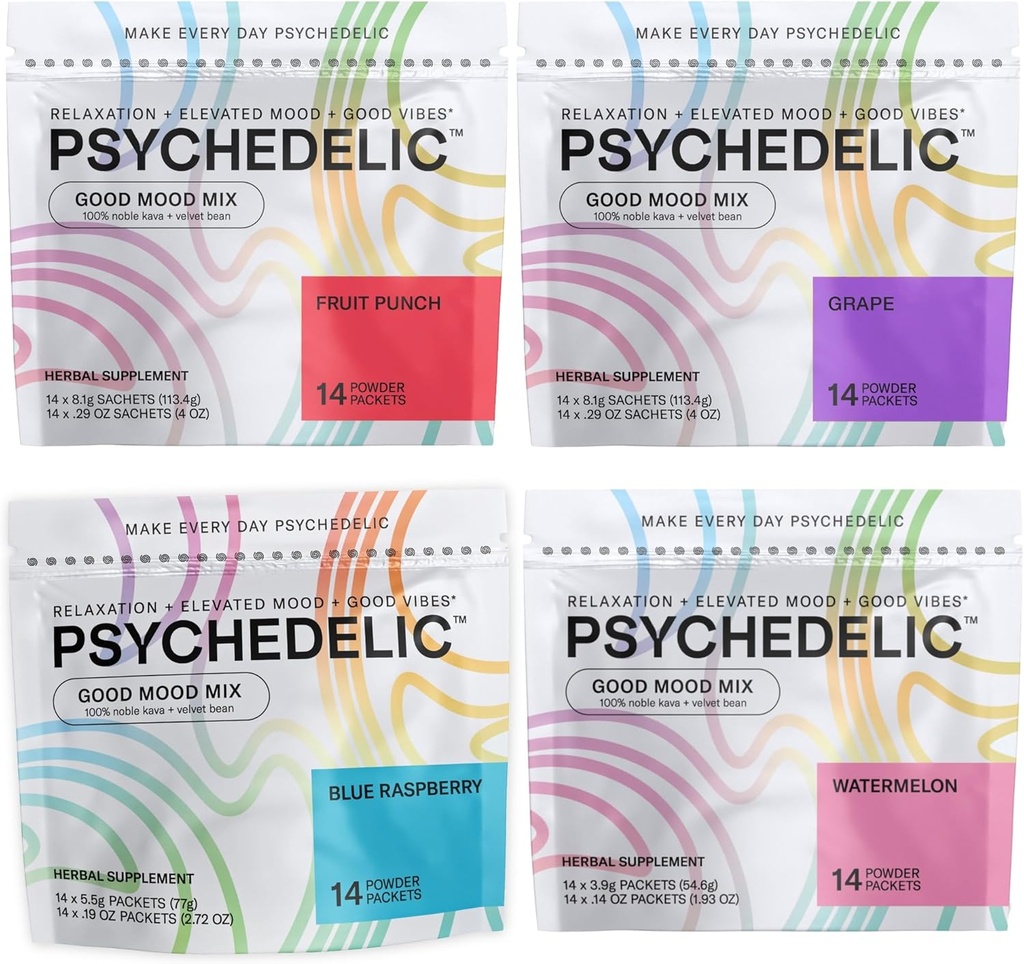 Psychedelic水よい気分の組合せ4の味の混合された束