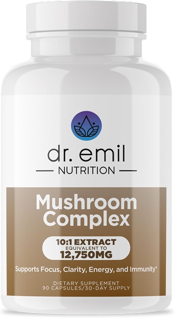 DR. EMIL NUTRITION 10 マッシュルーム メンタルの明快さ、焦点及び免疫サポートのためのマッシュルームの補足-ライオンズのマネのエキス、コルディセプ、トルコの尾及び多くが付いている機能きのこのnootropicの補足