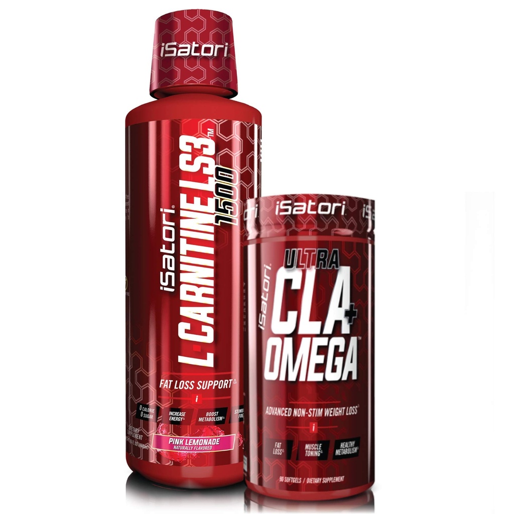 iSatori L-Carnitine LS3 ピンクレモネード 1500mg (32 サービング) & iSatori Ultra CLA (90 Softgels)