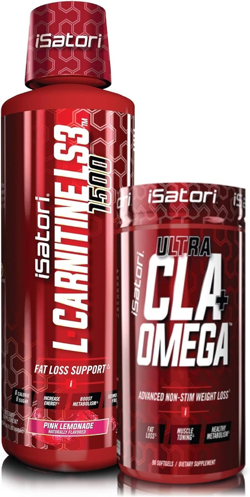 iSatori L-Carnitine LS3 ピンクレモネード 1500mg (32 サービング) & iSatori Ultra CLA (90 Softgels)