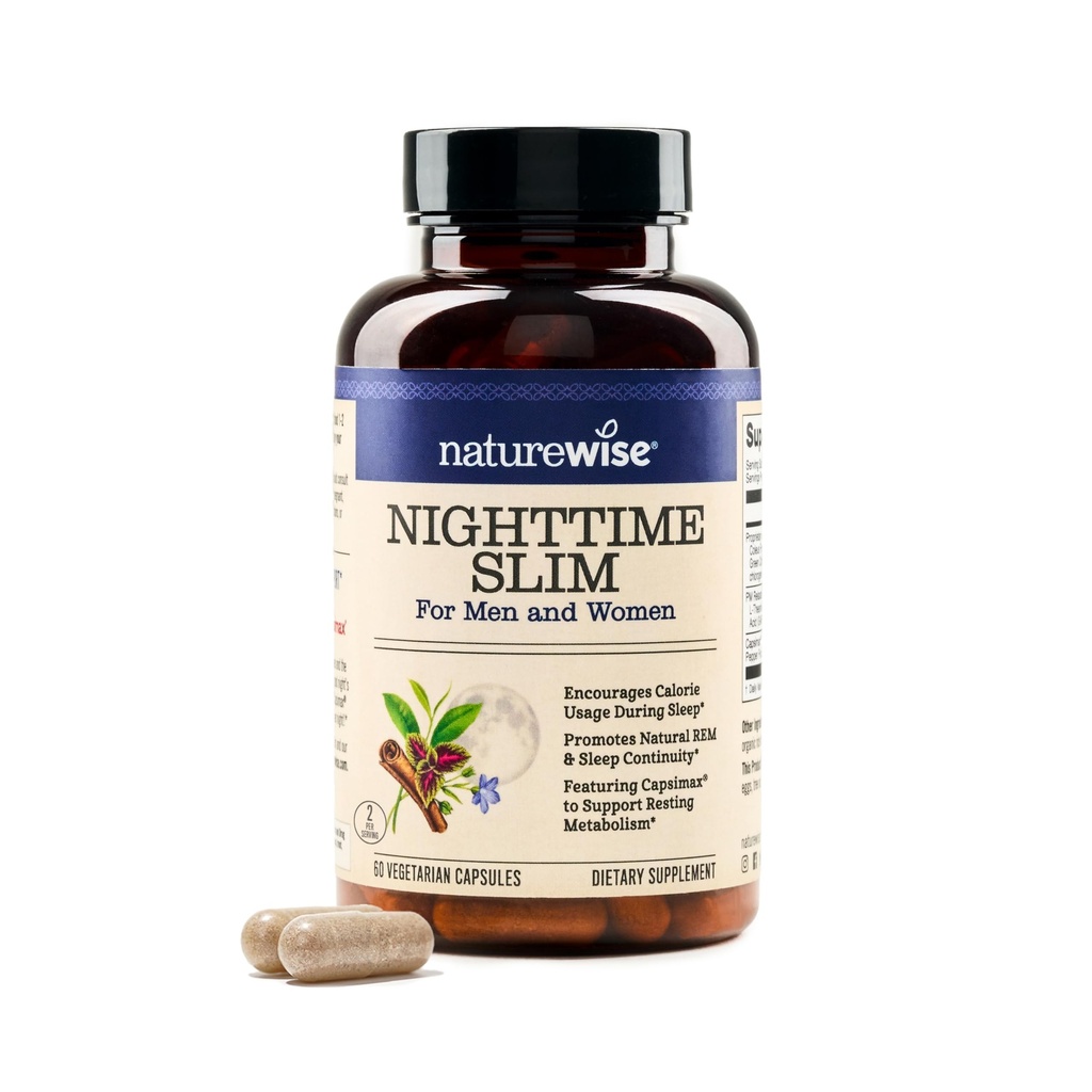 Naturewise Nighttimeフィットネスサポートサプリメント&Cayenneエキス、グリーンコーヒー豆、GABA、L-Theanine - ベジタリアン、非GMO - 60カプセル[1ヶ月の供給]