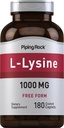 パイピングロックL-リジン1000mg | 180カプレット | 無料フォーム | ベジタリアン・ノンGMO・グルテンフリー・グルテンフリー