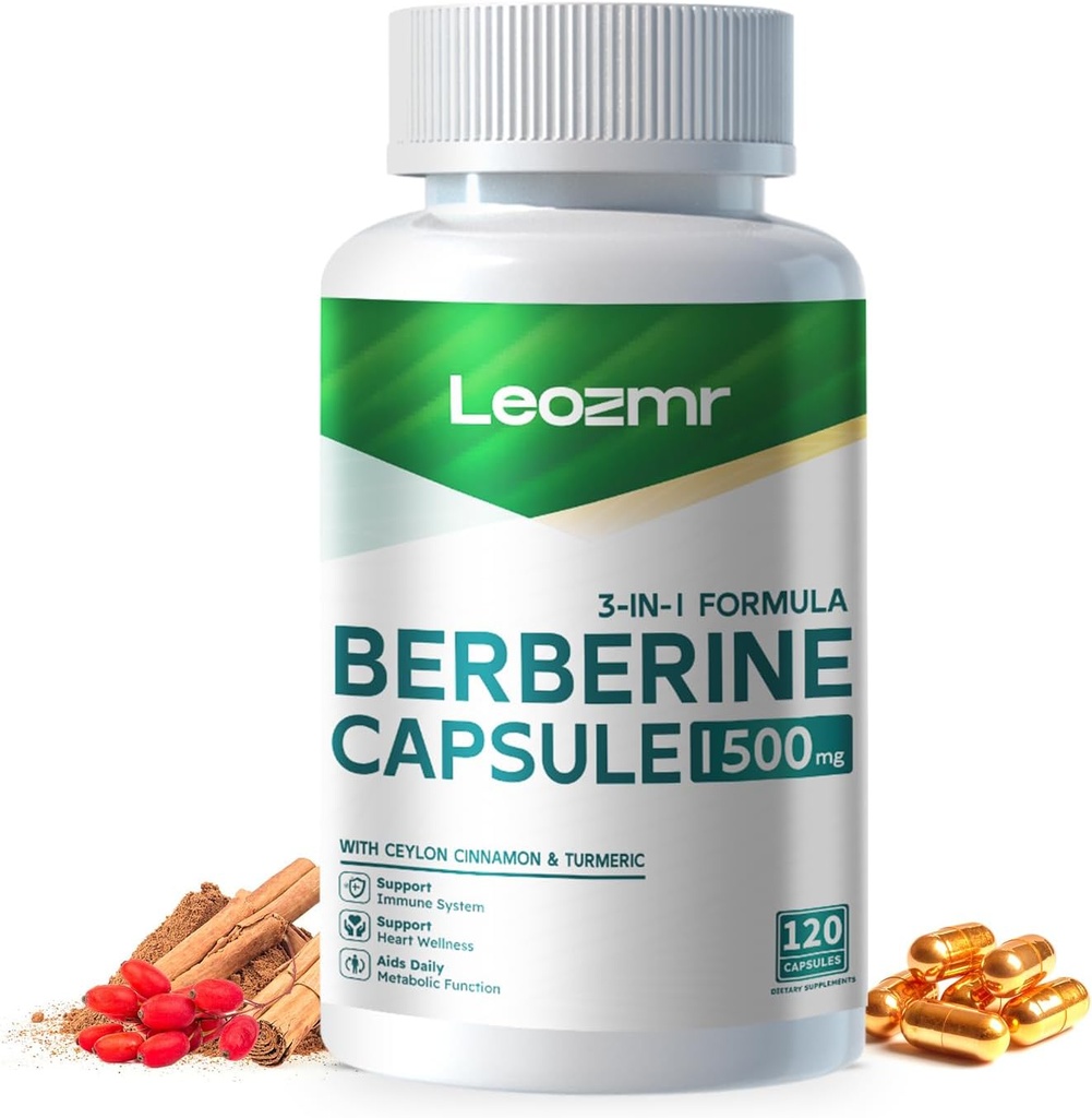 ベルベリンサプリメント - サービングあたりベルベリン1500mg、120カプセル - Berberine HCI - Berberine Plus - プラス純粋な真のセイロンシナモン、ベルベリンHCIルートサプリメントピル