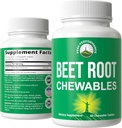 Beet Chews - 加えられた砂糖と大きめのテイスティングビートのChewables - Gummiesよりも優れています。 有機ビートルート抽出物が含まれています。 ビーガン, ゼログルテンフリービートルートハートのためのトータルサプリメント, 循環型, BP