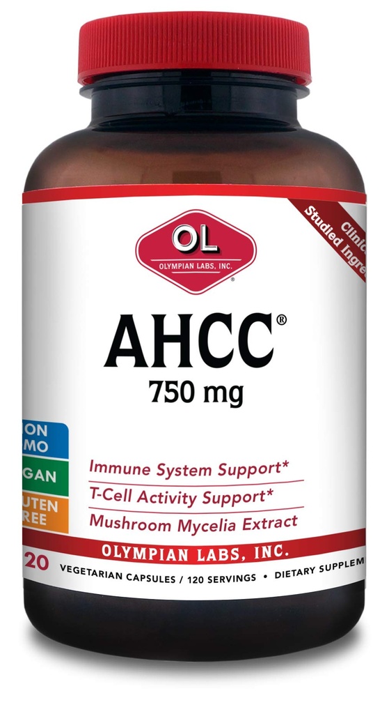Olympian Labs Premium AHCC カプセルあたり AHCC サプリメント 750 mg – 免疫健康をサポート, 肝臓機能, 自然キラー細胞活動 - バルク 120 サービング