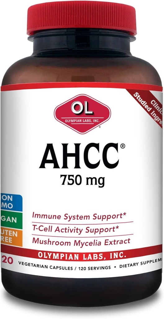 Olympian Labs Premium AHCC カプセルあたり AHCC サプリメント 750 mg – 免疫健康をサポート, 肝臓機能, 自然キラー細胞活動 - バルク 120 サービング