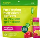 Hydrant - エネルギー電解質の粉、ラズベリーLemonadeの味、30のカフェイン及びL-Theanineのエネルギー再水化の棒のパック-毎日の使用のための低い砂糖のエネルギー粉