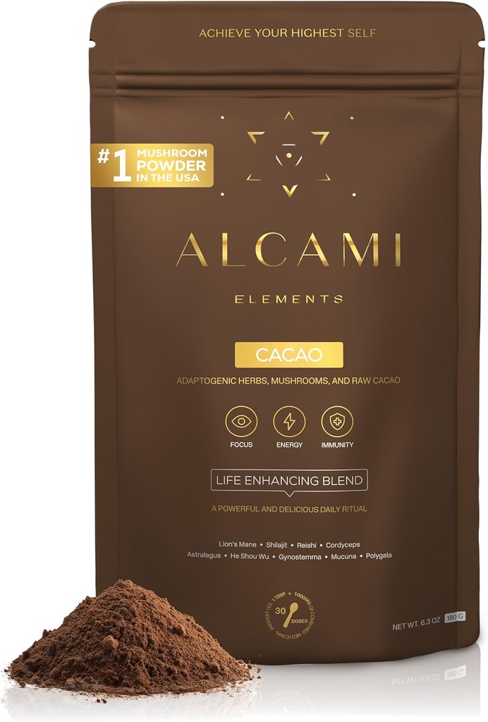 Cacaoのきのこのコーヒー10Xの集中されたエキス、ライオンのマネ、Reishi及びCordyceps、エネルギー及び焦点サポート、30のサービング、優れた補足の粉と