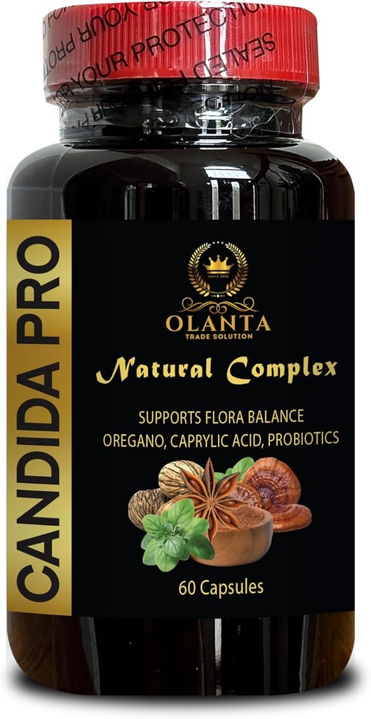 Candida PRO Complex - Candida Detox, caprylic Acid Combination, Candida Cleanse Natural, Wormwood, Reishi Mushroom - 1 Bottle 60 Capsules