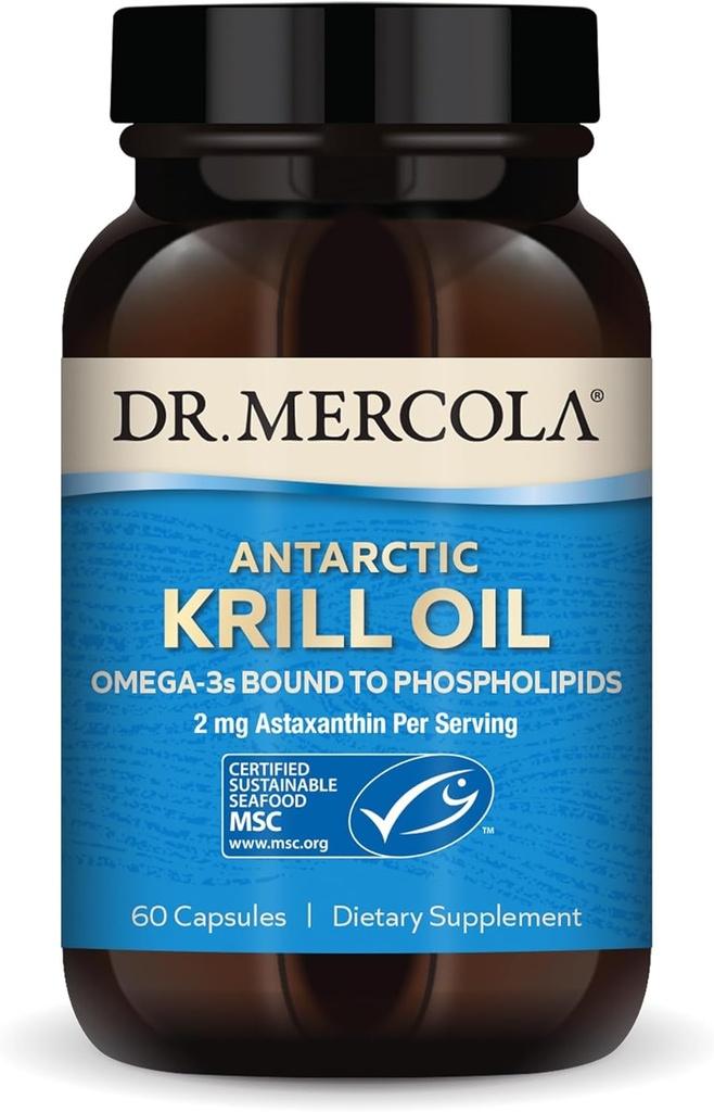 Mercola Antarctic Krill Oil - 1,000 mg - Omega-3 サプリメント with EPA & DHA - サポート脳、心臓、関節と免疫の健康 - GMOフリー、グルテンフリー&大豆フリー - 60 カプセル(30 サービング)