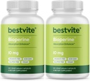 Bioperine 10mg (240 Vegetarian Capsules) (120 x 2) - No Stearates - Vegan - Non GMO - Gluten Free - Absorption Enhancer