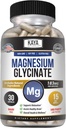 Kaya Naturals Magnesium Glycinate 183mg per Caps, Chelated for Maximum Absorption, Non-GMO, NO Gluten Dairy & Soy, Supports Muscle and Heart Health 30 Count