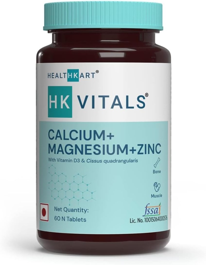 Calcium Magnesium & Zinc Tablets with Vitamin D3, Calcium Supplement for Women and Men, for Bone Health & Joint Support, 60 Calcium Tablets | Pack of- 4, 240 Tablets