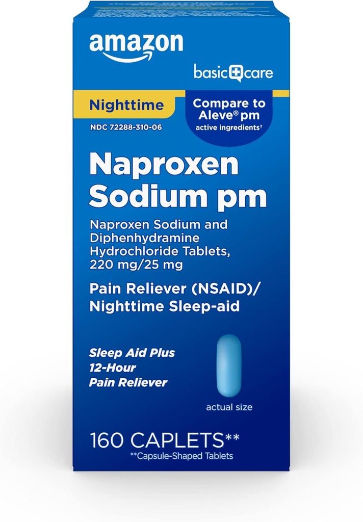 基本的な心配 すべての夜痛みの軽減PM、Naproxenナトリウム、220のmg/Diphenhydramineの塩酸塩、25のmgのタブレット、苦痛Reliever/Nighttimeの睡眠援助、160の計算