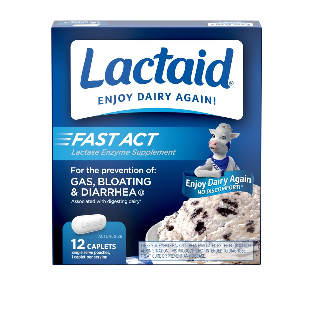 Lactaid の速い行為は Lactase の酵素が付いている不耐性の救助の小道具で、Lactose の感受性、旅行のための理想及び 1 カウントの 12 のパックを保護します