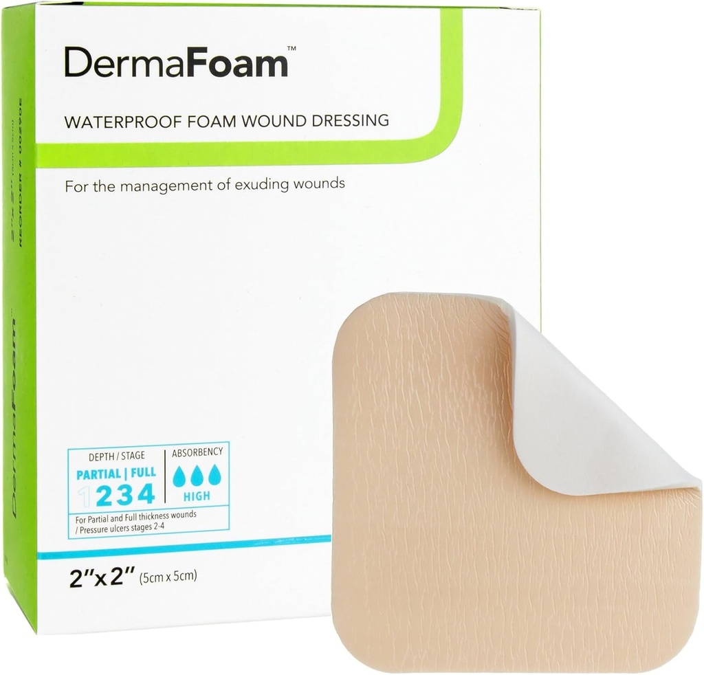 Dermarite Industries Derma Foam Non-Adhesive Foam Dressing, 2x2, 10 Count