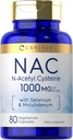 カーライル NAC サプリメント N-アセチル Cysteine 1000mg | 80カプセル | セレン&モリブデン付き | ベジタリアン・非GMO・グルテンフリー