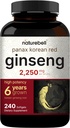 NatureBell Korea Red Ginseng 2,250mg/サービング、240 Softgels | Panax Ginseng Root、10% Ginsenoside、非GMO、サポート エネルギー、男性の性能、および免疫システムに標準化