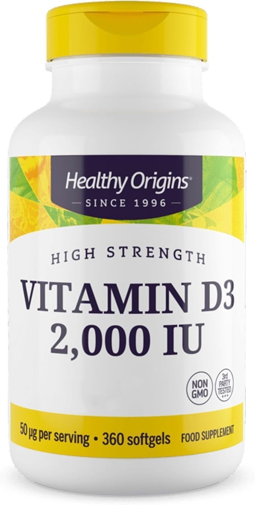 健康な起源のビタミンD3 1,000 IU (非GMO)、360のSoftgels
