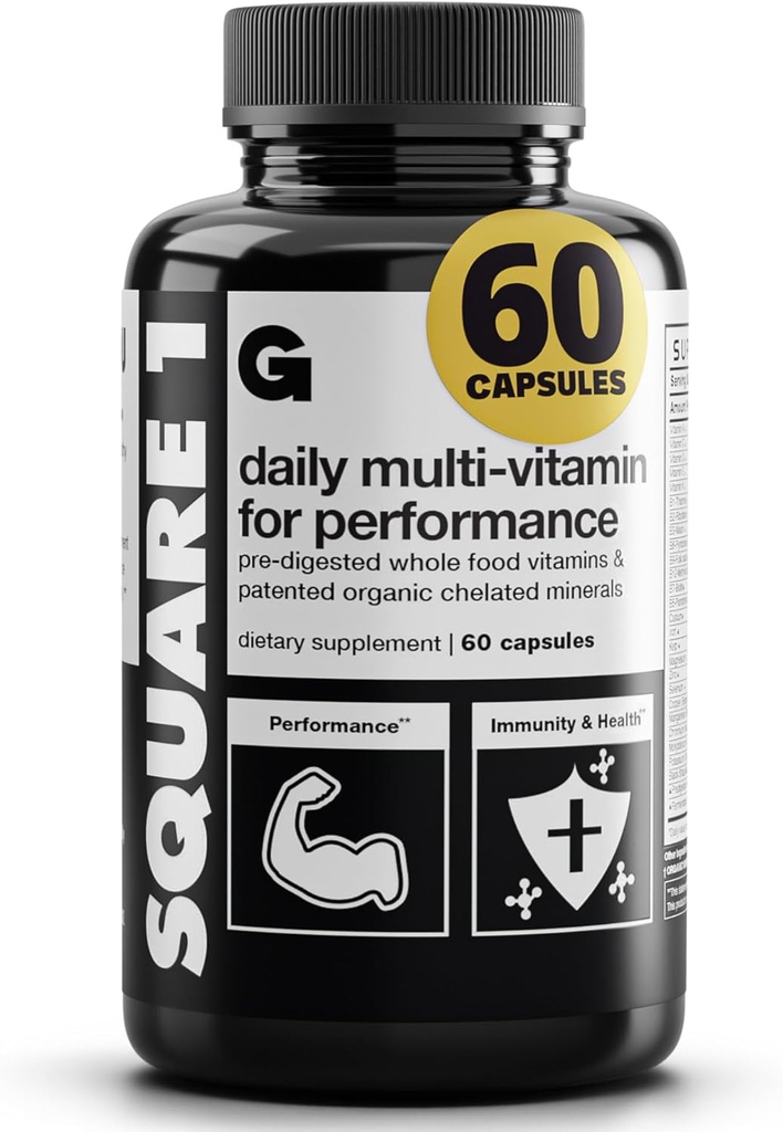 女性と男性、ビタミン、消化酵素および筋肉健康、性能および免疫サポートのための有機鉱物のためのバルク スクエア1マルチビタミンおよびミネラル補足で得て下さい、60のカプセル