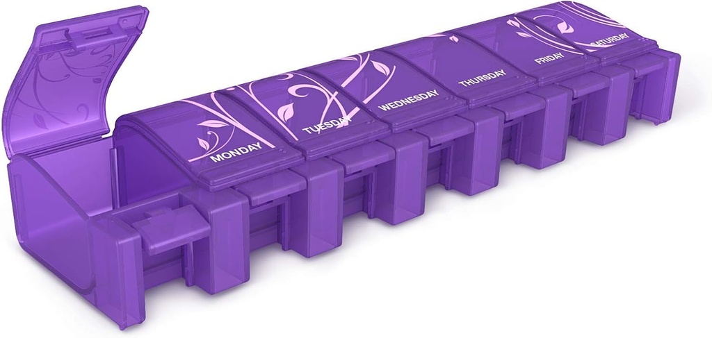 EZY DOSEの柔らかさの週刊新聞(7日)の丸薬の箱、薬のプランナー、ビタミンのオルガナイザー箱、毎日のプランナー、XLのコンパートメント、便利および使いやすい、分類されたふた、色5月Vary、BPAは放します